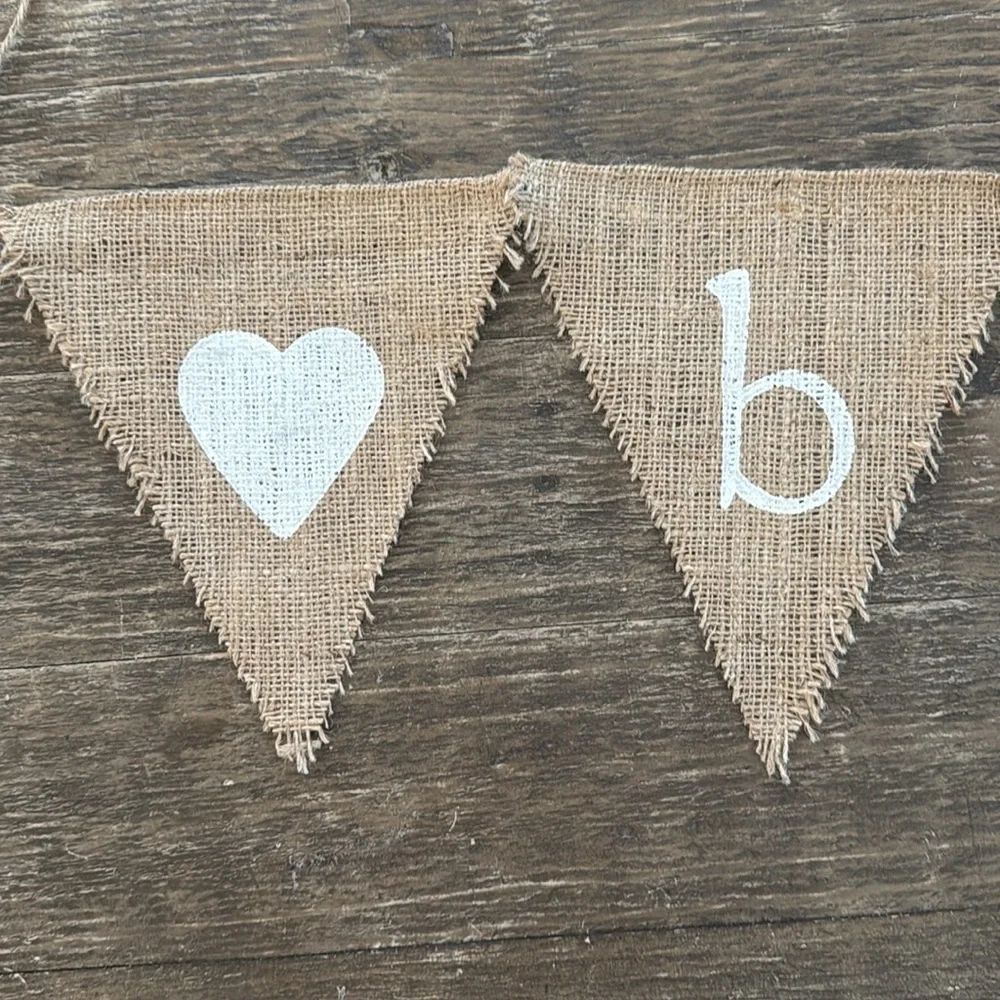 Burlap 'Bebe' Banner with White Hearts - Picture 3 of 8